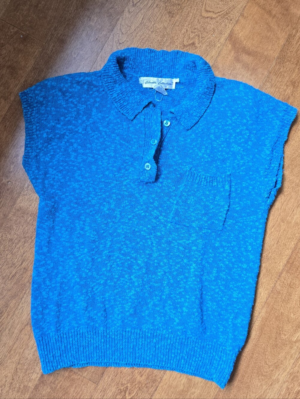 Abratti Collection teal blue vintage linen and cotton knit sweater size medium